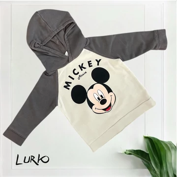 Belül bolyhos Mickey Mouse mintás felső kapucnival