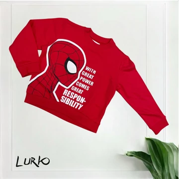 Belül bolyhos pókember mintás felső