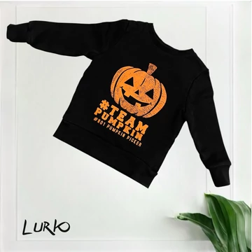 Belül bolyhos Halloween tökös felső